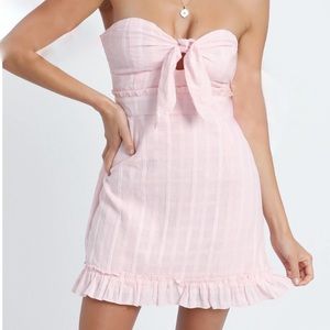 Super down strapless revolve plaid pink dress SABO